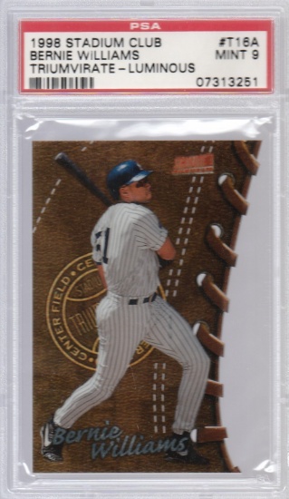 BERNIE WILLIAMS 1998 STADIUM CLUB TRIUMVIRATE-LUMINOUS CARD #T16A / GRADED