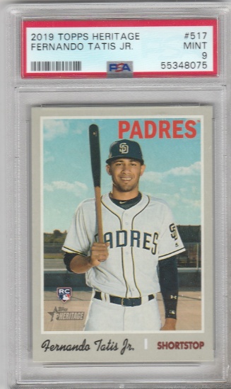 FERNANDO TATIS JR 2019 TOPPS HERITAGE ROOKIE CARD #517 / GRADED