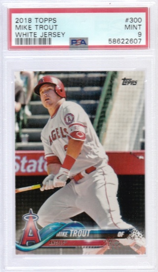 MIKE TROUT 2018 TOPPS WHITE JERSEY CARD #300 / GRADED