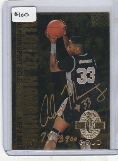 ALONZO MOURNING 1993 CLASSIC 4 SPORT GOLD ROOKIE AUTOGRAPH CARD