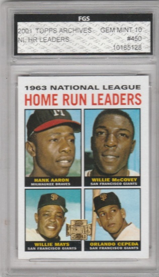 2001 TOPPS ARCHIVES CARD #450 / '63 HOME RUN LEADERS / 4 HALL OF FAMER'S / GRADED