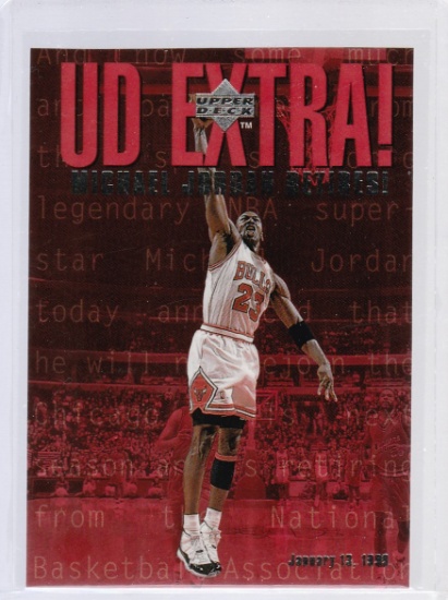 MICHAEL JORDAN 1999 UD EXTRA / JORDAN RETIRES CARD #UDX