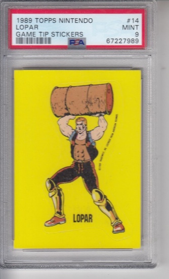 LOPAR (DOUBLE DRAGON) 1989 TOPPS NINTENDO STICKER ROOKIE CARD / PSA GRADED
