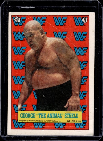 GEORGE THE ANIMAL STEELE 1987 TOPPS WWF STICKER