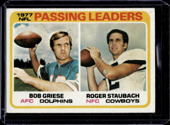 ROGER STAUBACH BOB GRIESE 1978 TOPPS LEADERS PASSING