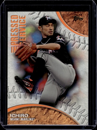 ICHIRO SUSUKI 2016 TOPPS PRESSED IN SERVICE 1ST TIME PITCHING