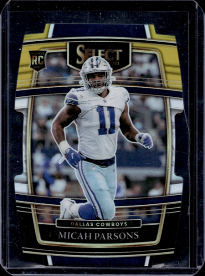 MICAH PARSON 2021 PANINI SELECT DIE CUT BLACK AND GOLD PRIZM ROOKIE CARD