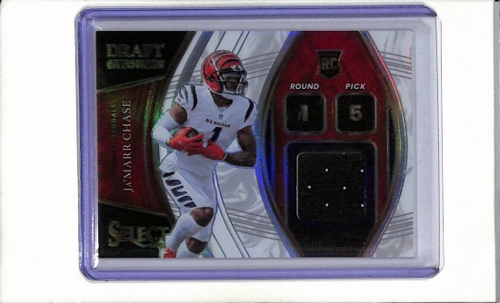 JA'MARR CHASE 2021 PANINI SELECT SILVER PRIZM JERSEY ROOKIE CARD