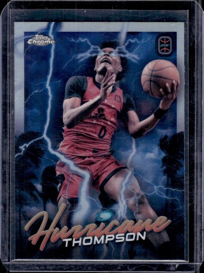 AUSAR THOMPSON 2023-24 TOPPS CHROME OTE HURRICANE REFRACTOR ROOKIE CARD