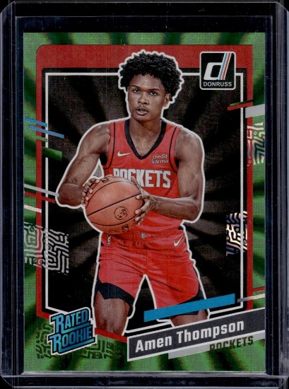 AMEN THOMPSON 2023-24 DONRUSS GREEN FLOOD ROOKIE CARD
