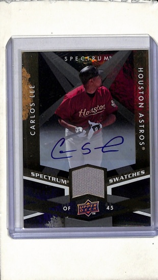 CARLOS LEE 2009 UPPER DECK SPECTRUM GAME USED JERSEY AUTOGRAPH CARD