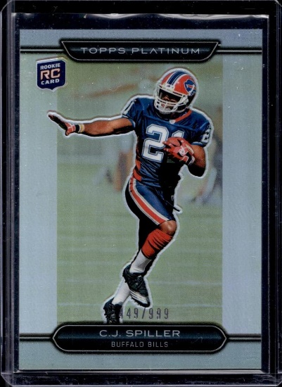 C.J. SPILLER 2010 TOPPS PLATINUM REFRACTOR ROOKIE CARD
