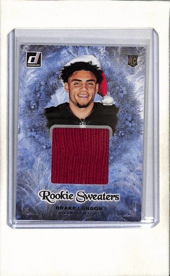 DRAKE LONDON 2022 DONRUSS CHRISTMAS SWEATER PATCH ROOKIE CARD