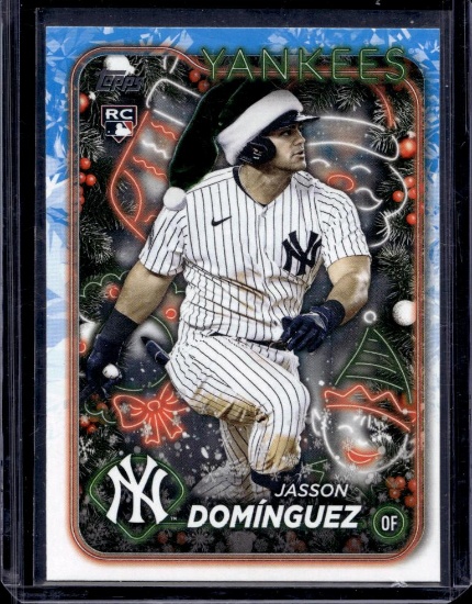JASSON DOMINGUEZ 2024 TOPPS HOLIDAY PHOTO VARIATION SANT AHAT ROOKIE CARD SP