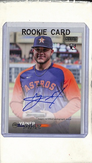 YAINER DIAZ 2023 STADIUM CLUB AUTOGRAPH ROOKIE CARD