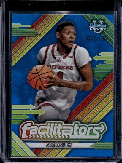 ACE BAILEY 2024-25 BOWMAN CHROME U BLUE REFRACTOR ROOKIE CARD