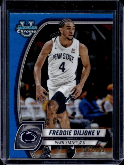 FREDDIE DILIONE V 2024-25 BOWMAN CHROME U BLUE REFRACTOR ROOKIE CARD