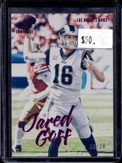 JARED GOFF 2020 PANINI LUMINANCE PURPLE PROOF SSP