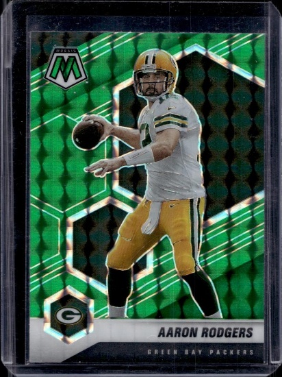 AARON RODGERS 2021 PANINI MOSAIC GREEN PRIZM TEAM COLOR MATCH