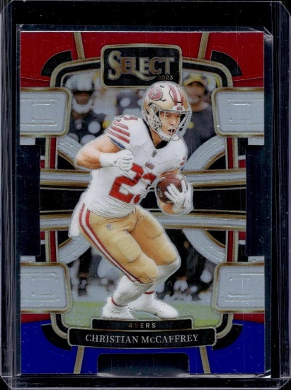 CHRISTIAN MCCAFFREY 2023 PANINI SELECT DIE CUT RED, WHITE & BLUE PRIZM
