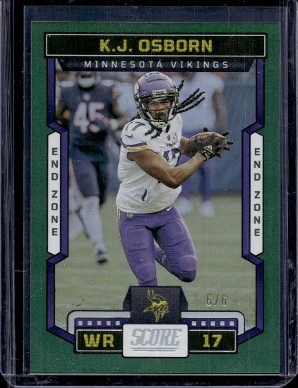 K.J. OSBORN 2023 SCORE END ZONE GREEN HOLOFOIL SSP