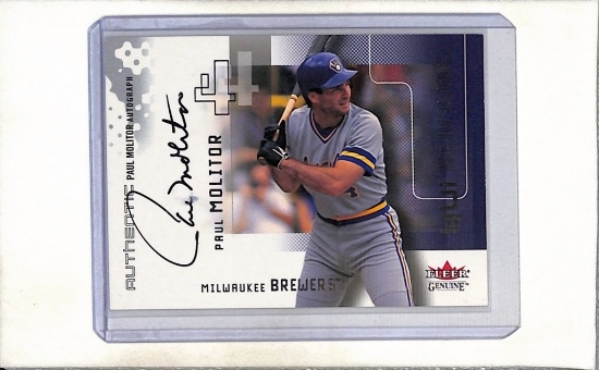 PAUL MOLITOR 2002 FLEER GENUINE AUTOGRAPH CARD