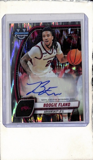 BOOGIE FLAND 2024-25 BOWMAN CHROME U SILVER FLASH REFRACTOR AUTOGRAPH ROOKIE