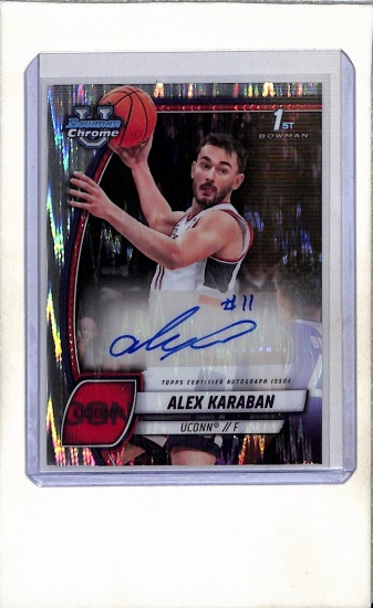 ALEX KARABAN 2024-25 BOWMAN CHROME U SILVER FLASH REFRACTOR AUTOGRAPH ROOKIE