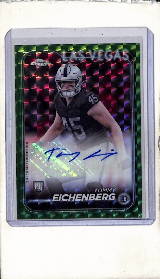 TOMMY EICHENBERG 2024 TOPPS CHROME GREEN REFRACTOR AUTOGRAPH ROOKIE CARD