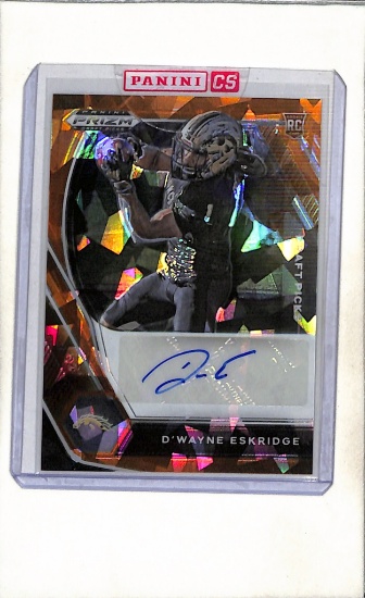 D'WAYNE ESKRIDGE 2021 PANINI PRIZM DRAFT ORANGE ICE AUTOGRAPH ROOKIE CARD