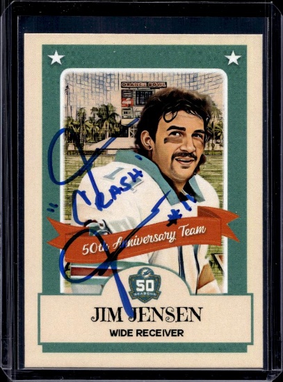 JIM "CRASH" JENSEN HAND SIGNED DOLPHINS AUTOGRAPH CARD