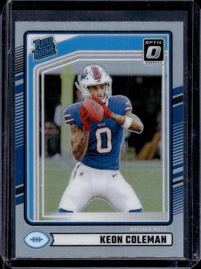 KEON COLEMAN 2024 PANINI OPTIC SILVER HOLO PRIZM ROOKIE CARD
