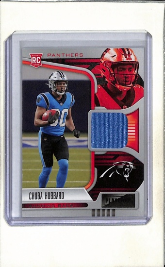 CHUBA HUBBARD 2021 PANINI PLAYBOOK JERSEY ROOKIE CARD