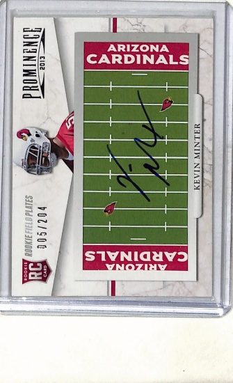 KEVIN MINTER 2013 PANINI PROMINENCE AUTOGRAPH ROOKIE CARD