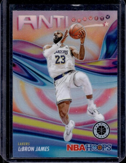 LEBRON JAMES 2023-24 HOOPS PREMIUM STOCK ANTI-GRAVITY SILVER PRIZM SP