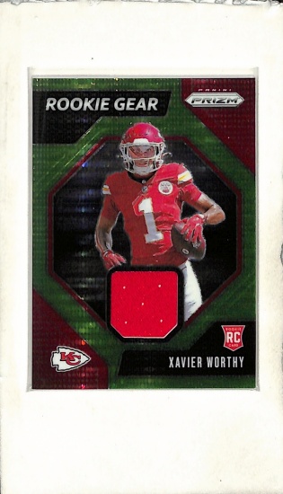 XAVIER WORTHY 2024 PANINI PRIZM NEON GREEN PRIZM JERSEY ROOKIE CARD