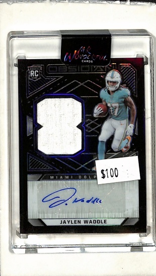 JAYLEN WADDLE 2021 PANINI OBSIDIAN JERSEY AUTOGRAPH PRIZM ROOKIE CARD