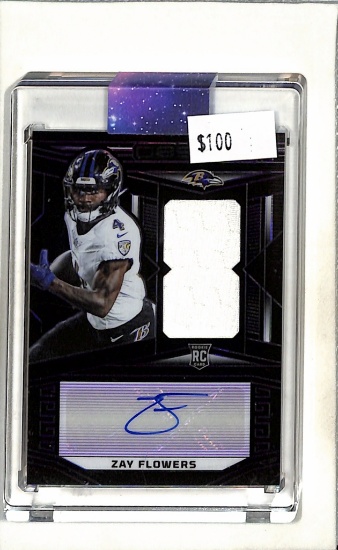 ZAY FLOWERS 2023 PANINI OBSIDIAN JERSEY AUTOGRAPH PRIZM ROOKIE CARD