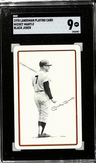 MIKEY MANTLE 1978 LANDSMAN PLAYING CARDS BLACK JOKER. SGC GRADED