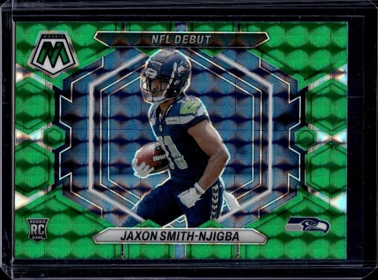 JAXON SMITH NJIGBA 2023 PANINI MOSAIC GREEN PRIZM ROOKIE CARD