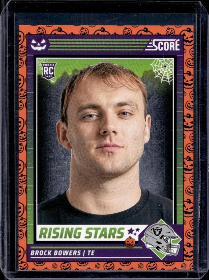 BROCK BOWERS 2024 SCORE HALLOWEEN ORANGE PUMPKINS ROOKIE CARD