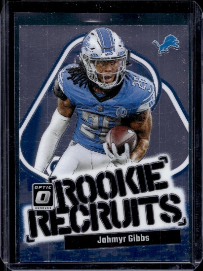 JAHMYR GIBBS 2023 PANINI OPTIC ROOKIE RECRUITS ROOKIE CARD