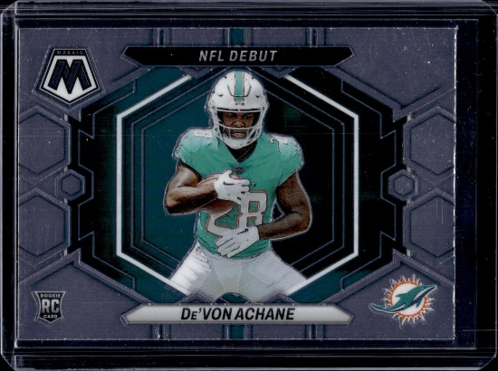 DE'VON ACHANE 2023 PANINI MOSAIC NFL DEBUT ROOKIE CARD
