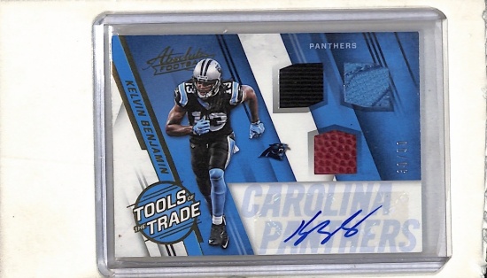 ELVIN BENJAMIN 2016 PANINI ABSOLUTE TRIPLE GAME USED AUTOGRAPH CARD