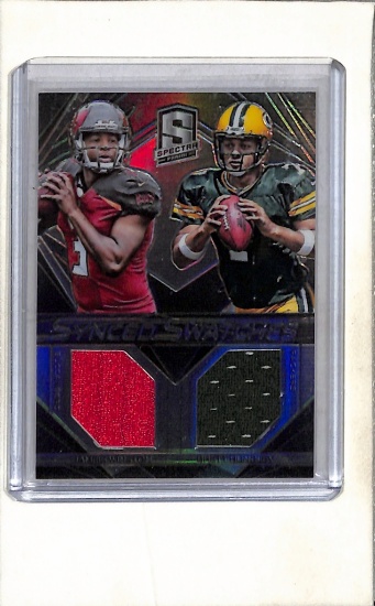 JAMEIS WINSTON BRETT HUNDLEY 2015 PANINI SPECTRA SILVER PRIZM DUAL JERSEY ROOKIE