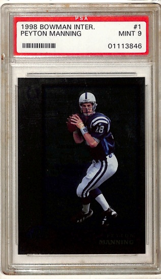PEYTON MANNING 1998 BOWMAN INTERNATIONAL SP ROOKIE CARD. GRADED