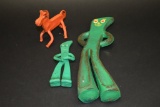 3 Vintage Gumby And Pokey Rubber Toys