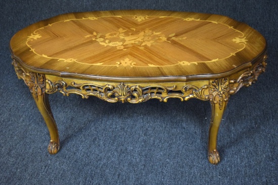 Italian Inlayed Hand Carved Coffee Table