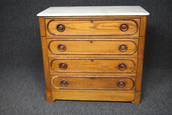 Antique Marble Top Four Drawer Chest