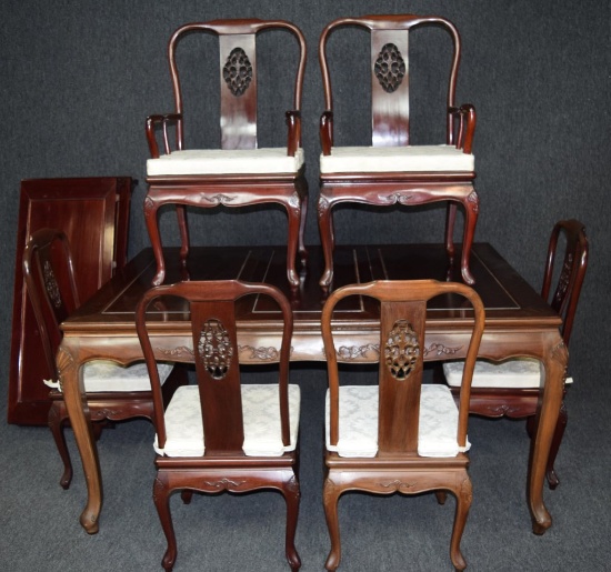 Oriental Style Dinning Room Table With 6 Chairs